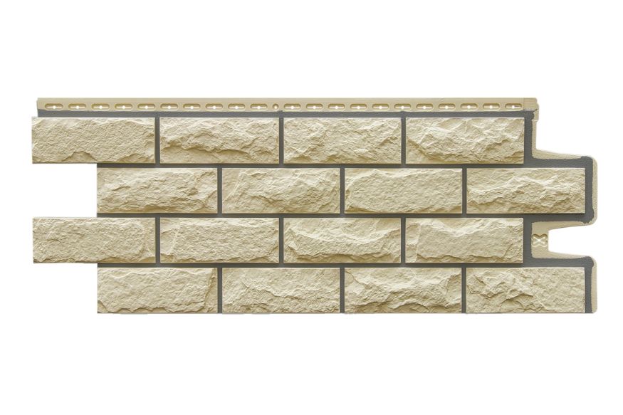 Фасадные панели Grand Line, Колотый камень Design, Бежевый (шов RAL 7006) купить в Новосибирске
