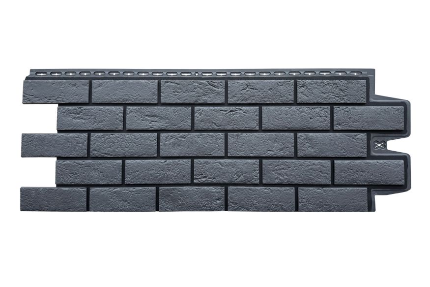 Фасадная панель Grand Line, Состаренный кирпич Design, Графит, шов RAL 9005 купить в Новосибирске