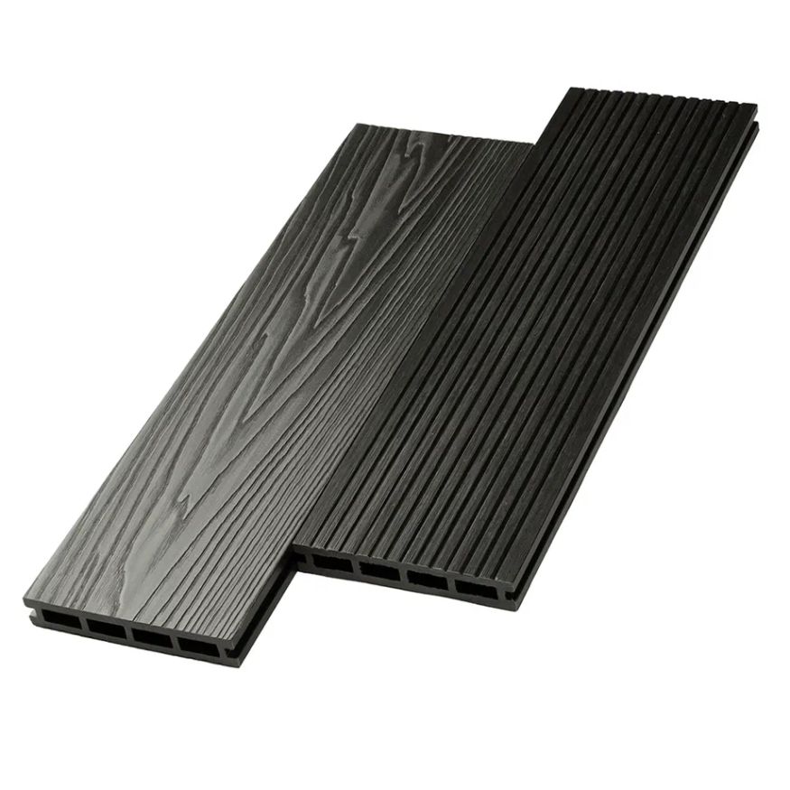 Террасная доска ДПК NanoWood New 3D тиснение + вельвет Графит купить в Новосибирске